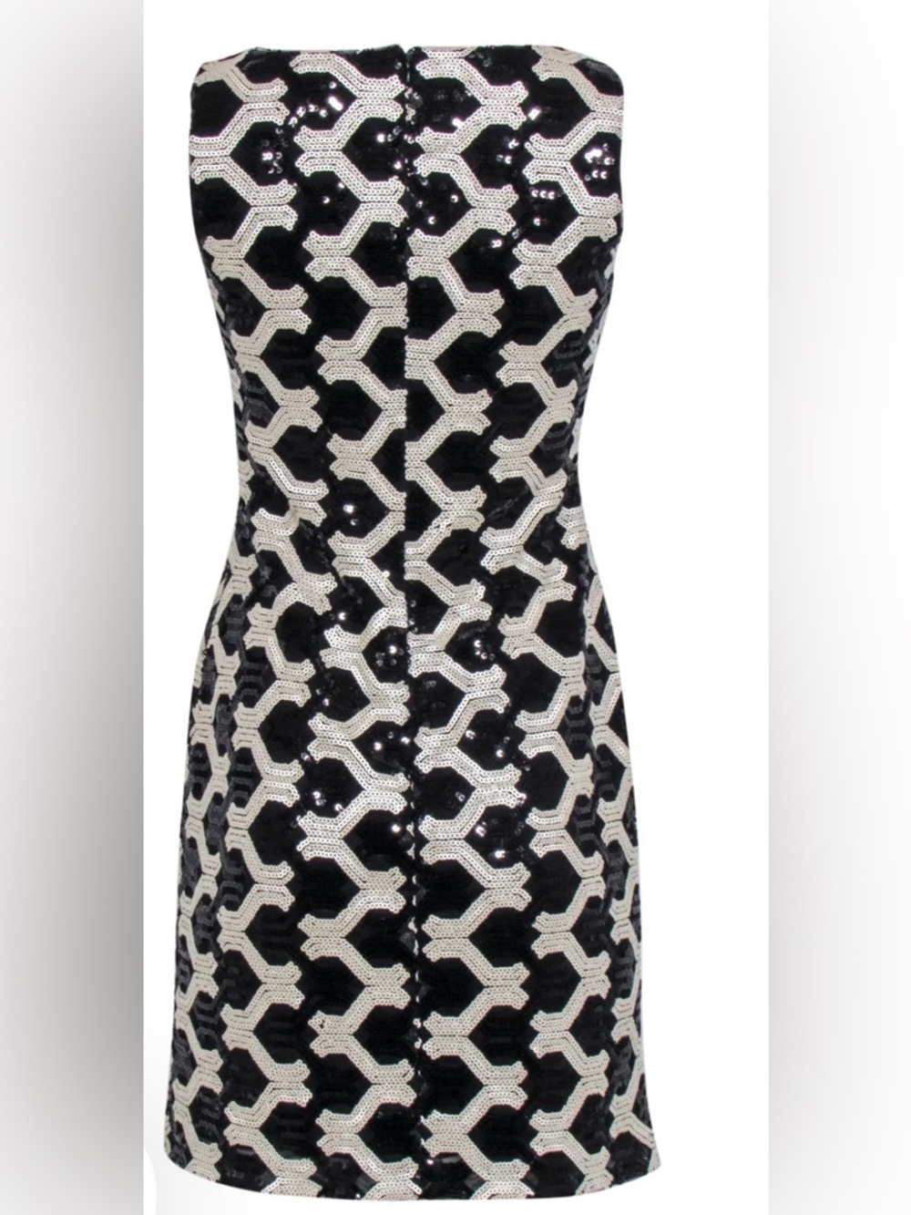 Ralph Lauren Black and White Strapless Geometric Sequin Dress - Picture 3 of 4